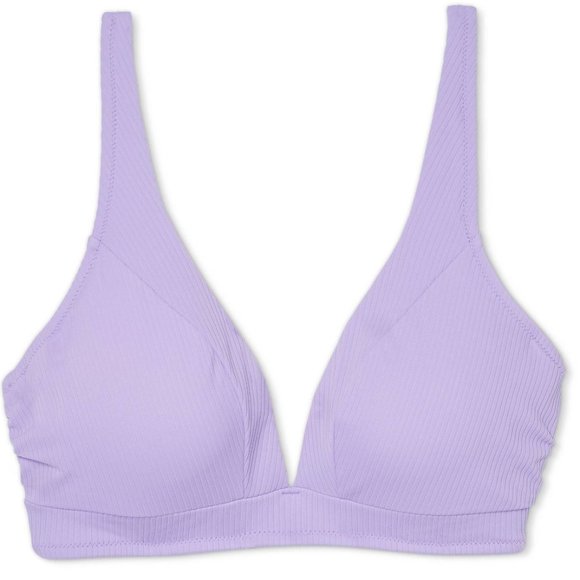 Shade & Shore Women's Ribbed Bikini Top, Violet Purple, 34C - Picture 3 of 8